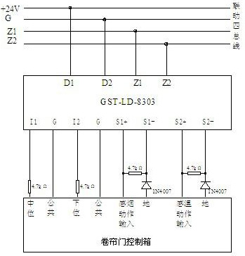 無源常閉檢線輸入接線示意圖